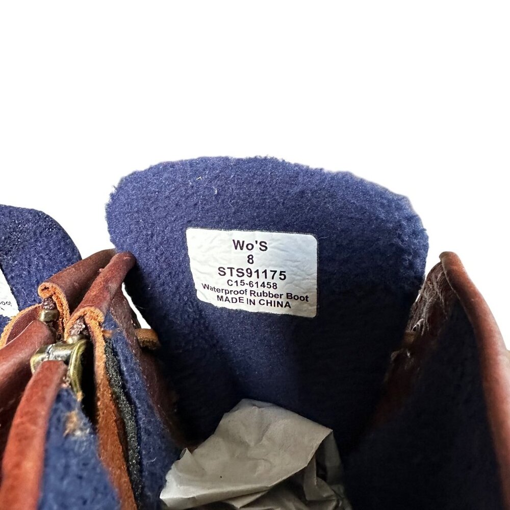 Sperry Women's Size 8 Navy Saltwater Waterproof Leather Rubber Duck Rain Boots - Picture 6 of 7